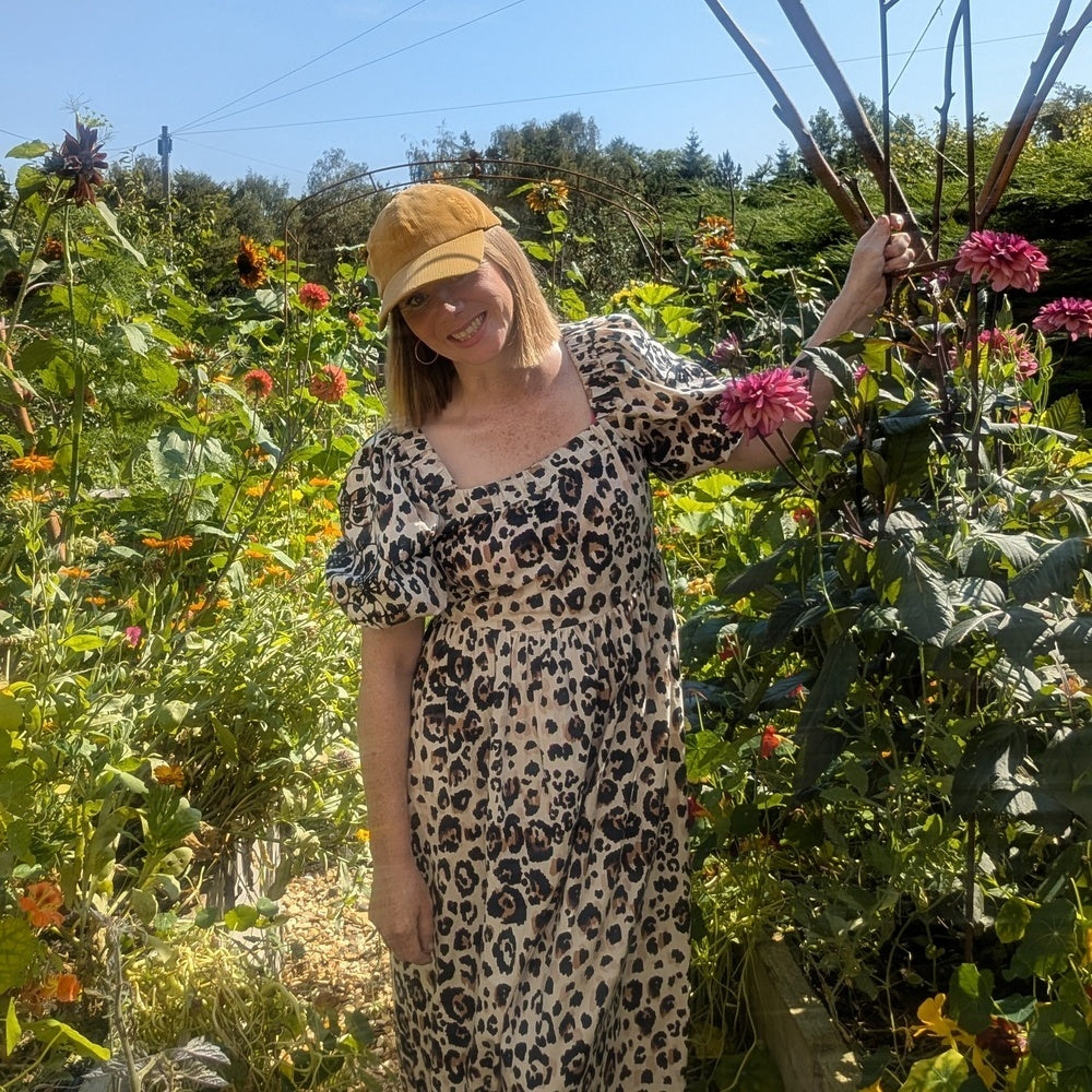 Helen Cross, garden journalist in a garden