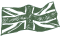 Illustration of a Union Jack Flag in green and white